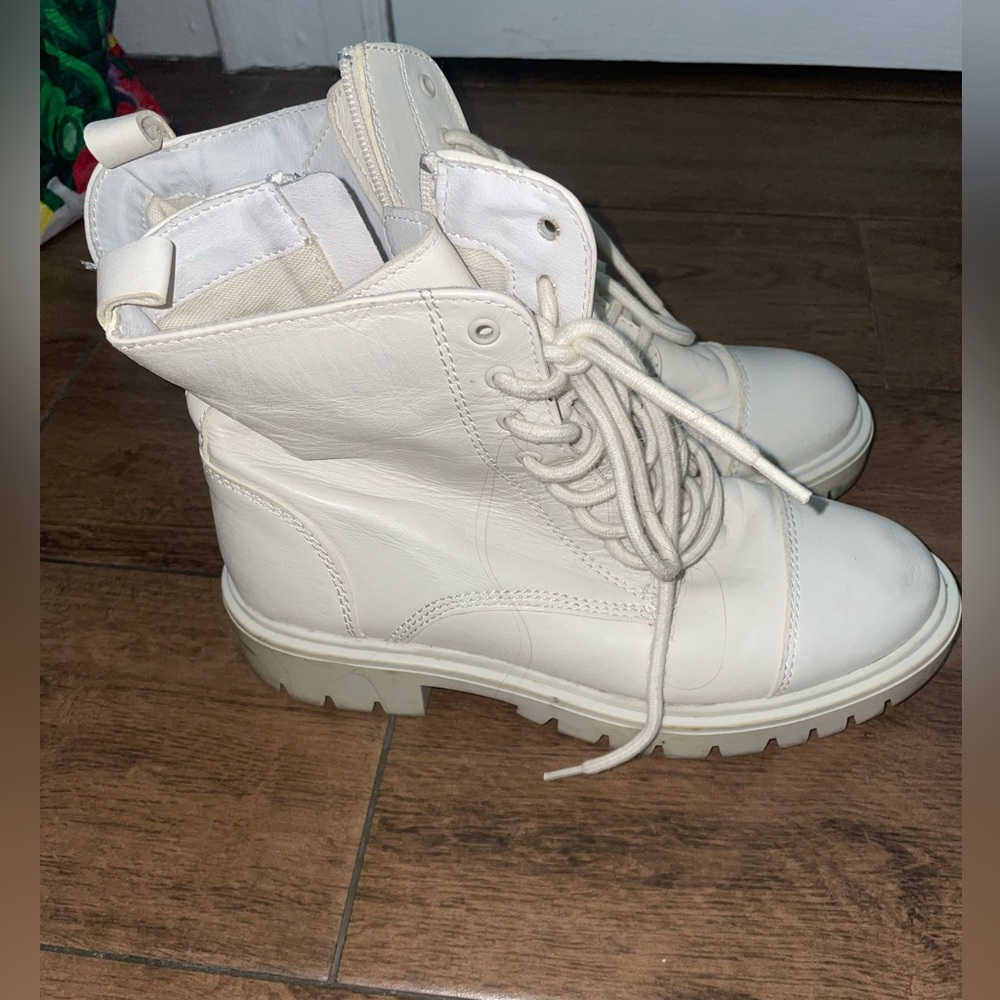 Steve Madden white combat boots